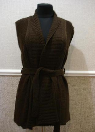 Кардиган вязаная безрукавка с поясом большого размера 16(xxl)