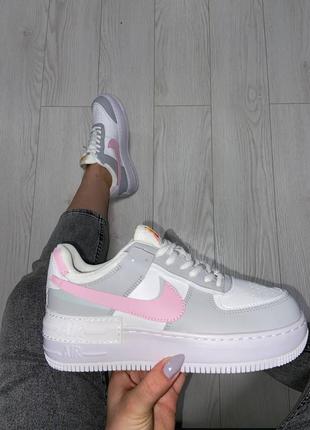 Кроссовки nike air force shadow grey pink3 фото