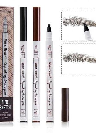 Маркер для бровей с эффектом татуажа music flower liquid eyebrow pen.4 фото