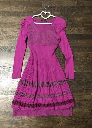 Дизайнерское розовое платье1 фото