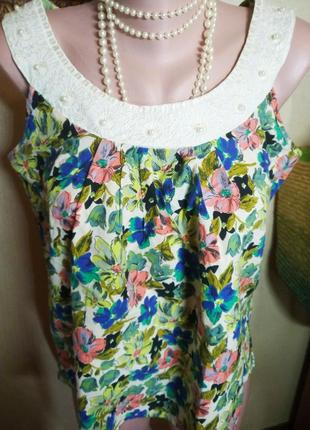 Вінтажна блуза в стилі кантрі бавовна  з перлинами2 фото