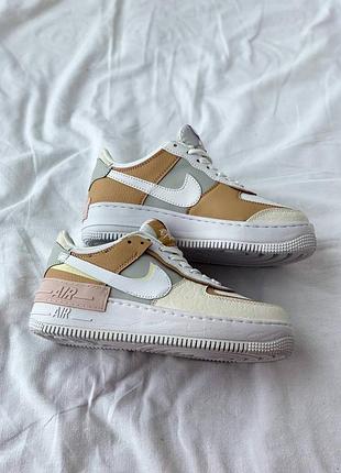 Женские кроссовки nike air force shadow white grey brown