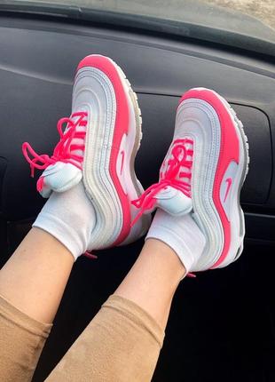 Шикарные женские кроссовки air max 97 white&pink  демисезонные ❤️ наложенный платёж