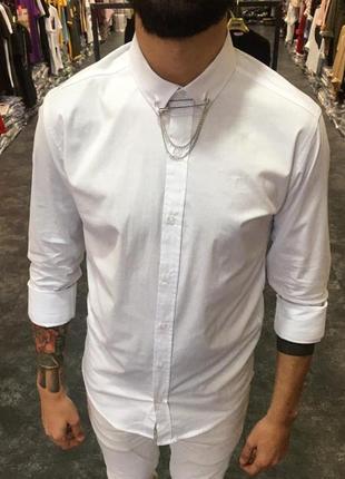 Рубашка мужская базовая белая турция / сорочка чоловіча базова блуза біла турречина