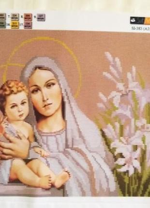 Комплект: схема для вышивки бисером "мария в лилиях" и рамка для вышивки.2 фото