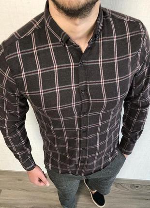 Рубашка мужская в клетку турция / сорочка чоловіча в клітинку блуза турречина1 фото