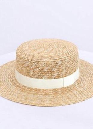 Соломенная шляпа канотье4 фото