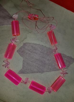 Кольє рожеве на шию 106см