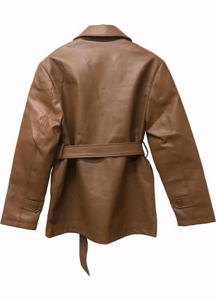 Куртка-пиджак эко кожа, цвет рыжий 65992 фото