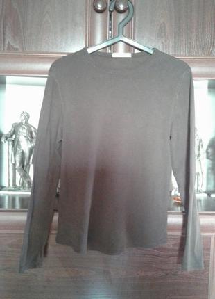 Кофта футболка трикотажная обтягивающая темно коричневая лонгслив marks & spenser1 фото