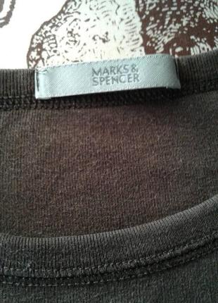 Кофта футболка трикотажная обтягивающая темно коричневая лонгслив marks & spenser5 фото