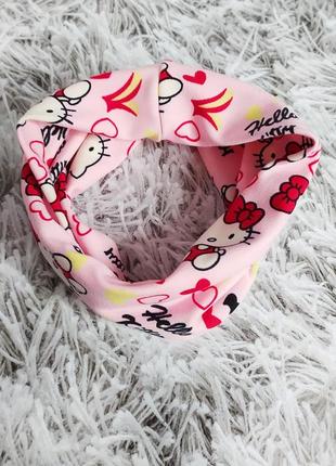 Комплект шапка и снуд шарф детский весенний двойной 6-12 мес. для девочки хело кити4 фото