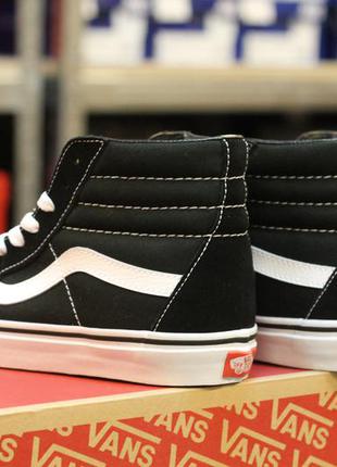 Оригинальные кеды vans sk8-hi "black/white" (vd5ib8c)5 фото