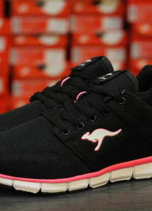 Кроссовки kangaroos floater "black/neon/pink"5 фото