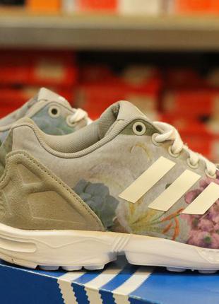 Кроссовки оригинал adidas zx flux women print "grey"4 фото