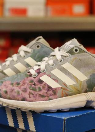 Кроссовки оригинал adidas zx flux women print "grey"2 фото