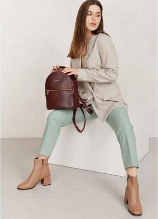 Рюкзак-сумка кожаный женский бордовый3 фото
