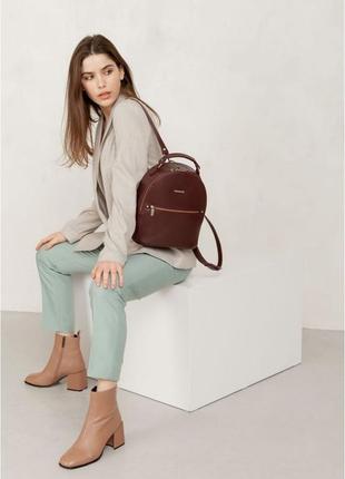 Рюкзак-сумка кожаный женский бордовый4 фото