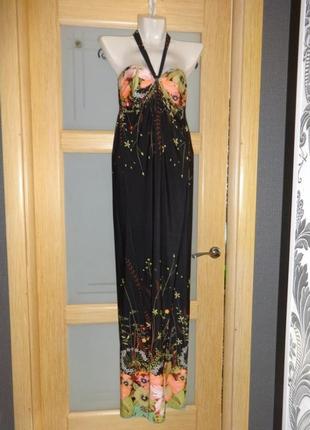 Красивый длинный чёрный сарафан платье в пол для беременных 44 46 s m2 фото