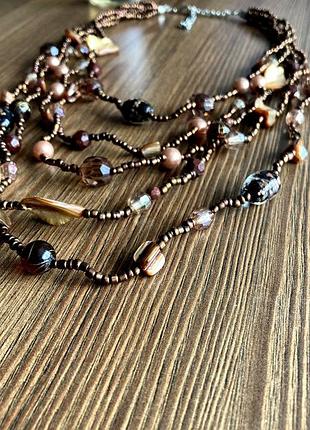 Багаторядні намисто. скло і перламутр3 фото