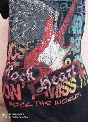 Стильна рокерських футболка, туніка у рокерському в стилі рок стилі, з гітарою!6 фото