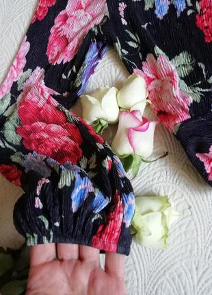 Трендовая блуза в цветочный принт блуза на запах блуза с пышным рукавом7 фото