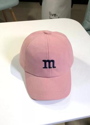 Детская кепка бейсболка m&m's (эмемдемс) с гнутым козырьком розовая, унисекс