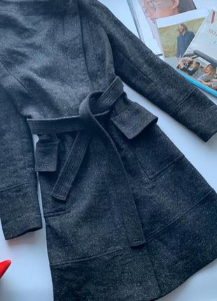 Отменное серое пальто с поясом/классическое строгое пальто/пальто с вкраплениями🧥5 фото