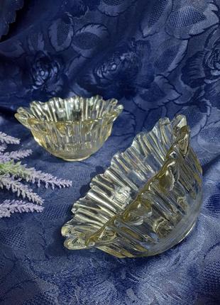 Набор конфетниц ваза старинное лимонное тяжелое стекло ссср советские1 фото