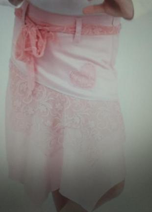 Красивая юбочка на девочку пудрового цвета (128-146 см)4 фото