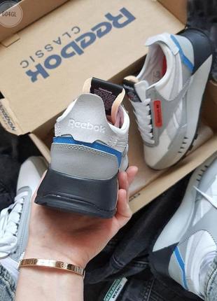 Кроссовки женские reebok leather legacy белые/серые (рибок, кросівки)4 фото