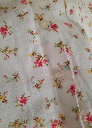 Льняная рубашка в цветочный принт оверсайз3 фото