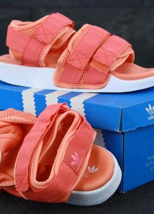 Adidas sandals coral orange сандали/босоножки оранжевые/коралловые5 фото