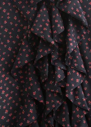 Трендова блуза zara в принт квітів 🌺 рюші волани вінтажний стиль4 фото