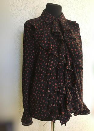 Трендова блуза zara в принт квітів 🌺 рюші волани вінтажний стиль5 фото