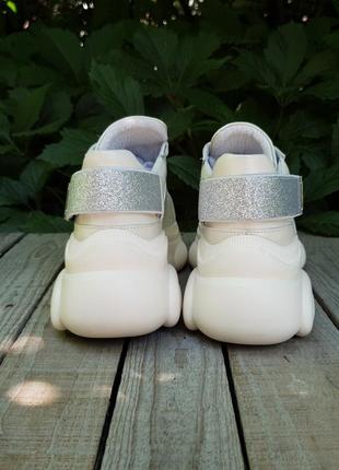 Кожаные кроссовки бежевые от производителя flamanti, шкіряні кросівки від виробника6 фото