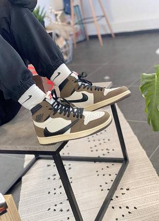 Nike retro jordan 1 travis scott, мужские кроссовки
