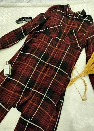 Подовжена сорочка-туніка в клітку