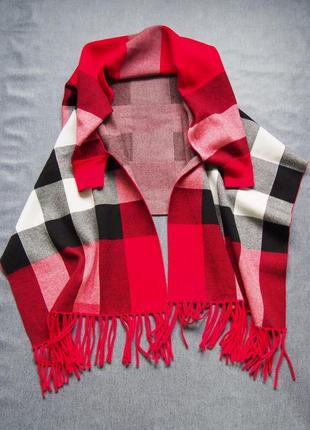 Величезний шарф накидка з рукавами палантин італія maxmara клітка burberry2 фото