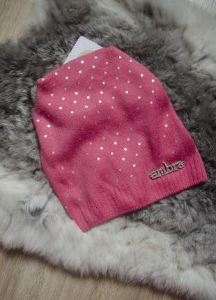 Фірмова (ambra) шапка з заворотом рожевого кольору дівчинці