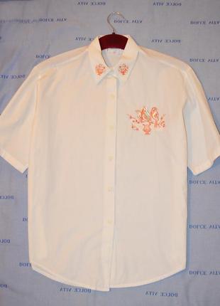 Винтажная хлопковая рубашка с вышивкой,  франция1 фото