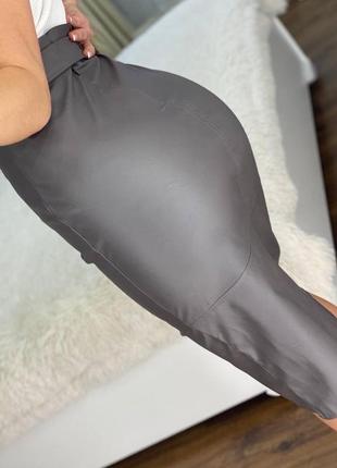 Классическая экокожа юбка карандаш идеального силуэта стильная2 фото