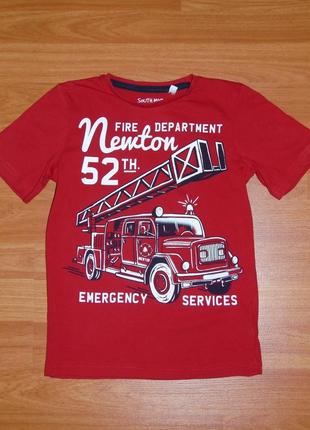 Красная футболка с пожарной машиной,5-6 лет, 116, 122