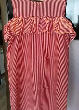 Платье в полоску,с рюшами,свободное платье 2