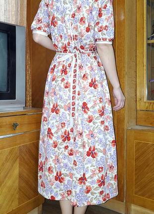 Винтажное платье принт цветы рукав фанарик винтаж ретро4 фото