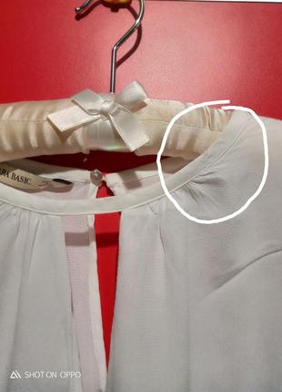 Біла блуза zara з гіпюровими вставками5 фото