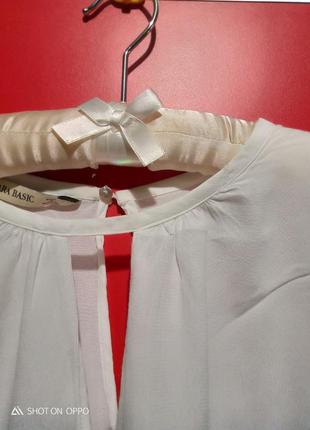 Біла блуза zara з гіпюровими вставками7 фото