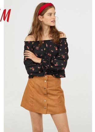 Блуза з відкритими плечима в квітковий принт h&m, р. ххѕ і s
