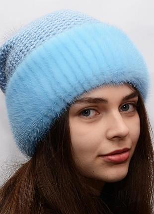 Жіноча в'язана шапка норкова