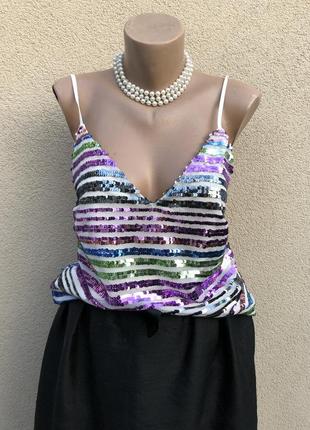 Ошатна,вечірня майка,блуза на бретелях,з паєтками next